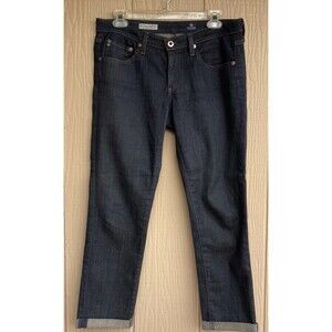 AG Adriano Goldschmied Stevie Roll Up Jean Womens 29R Slim Straight Cropped Dark